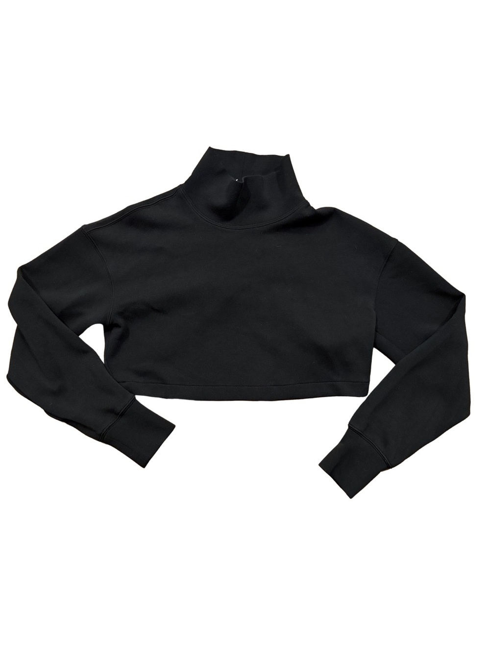 SPANX Black Cropped Mock Neck Top